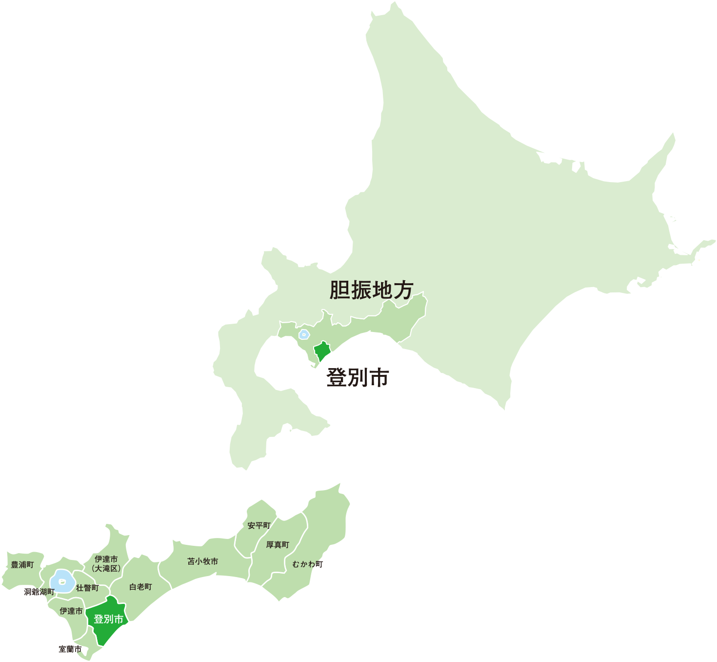 北海道 胆振地方 登別市周辺の拡大地図